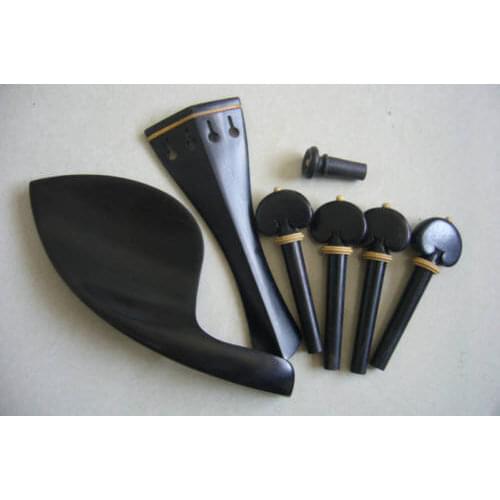 5 set of ebony wood viola parts, chinrest, tailpiece, pegs, endpin