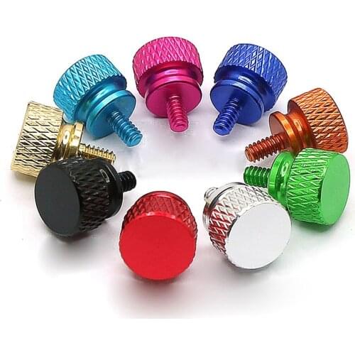 6#-32*6mm Aluminum Alloy Colorful Screws NC thread Teeth 3.5mm Knurled Head Screw Hand Twist Bolt For Computer Chassis