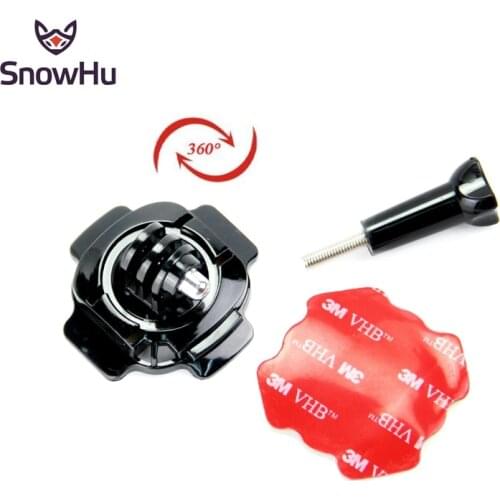 SnowHu for GoPro Accessories 360 Degrees Rotation Sticker Bent Arm Mount Helmet For Go Pro Hero 9 8 7 6 5 for Yi 4K camera GP92