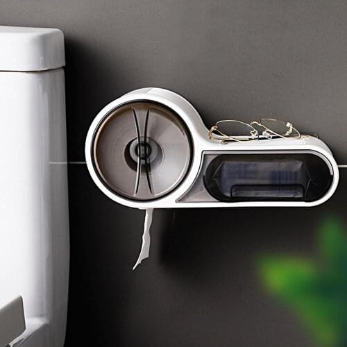 Free Punching Tissue Box Multifunctional Toilet Paper Holder Plastic Storage Box Toilet Waterproof Storage Case For Bathroom