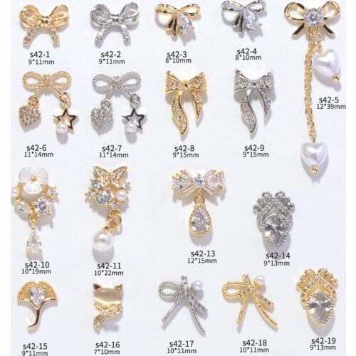 Shiny Nail Art Butterfly Bow Ornament Flash Nails Zircon Rhinestone Nail Decoration Gemstones Nail Alloy Bow Diamond Jewelry