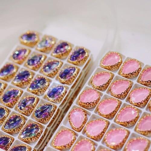 13x18mm Clothing Beads Drop Nest Claw fabrics Glass Crystal Garment Beads DIY needlework beads handicraft sewing Jewelry Suppli