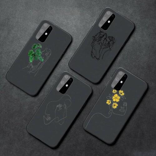 Black line art Abstract Phone Case For Samsung A21S A32 A51 A52 A71 A50 A12 S10 S20 S21 Plus Fe Ultra