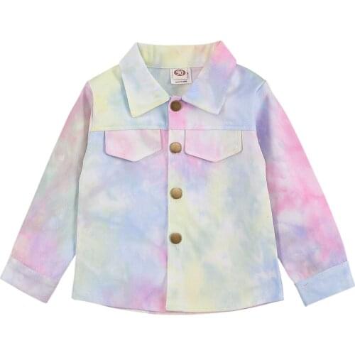 Baby Tie-dye Shirt, Single-breasted Long Sleeves with Fake Pocket Decoration Spring Clothing Jackets