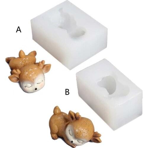 DIY 3D Deer Silicone Mold Cartoon Elk Mold for Candle Fondant Chocolate Wax Crayon Soap Epoxy Resin CastIng Craft Tools