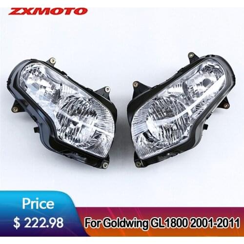 ZXMOTO Headlight Headlamp Assembly Fit For Goldwing GL1800 JY1800 2001 - 2011 Clear Lens