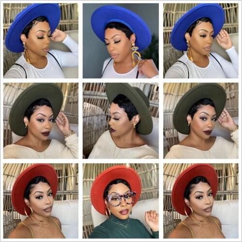 INS Hot Vintage Unisex Flat Brim Panama Wool Felt Jazz Fedora Hats With Belt Women Men Wide Brim Party Cowboy Trilby Gambler Hat