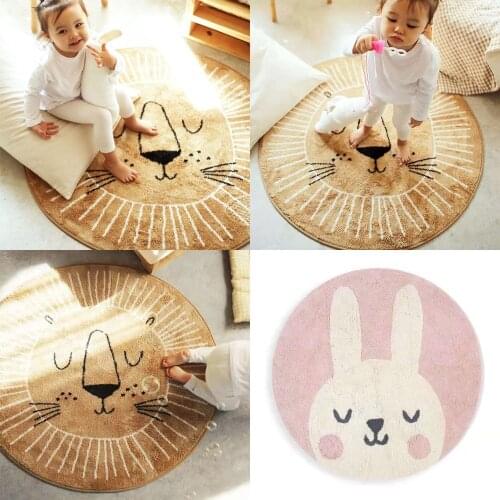 INS Nordic New Cartoons Mat For Children Baby Play Mat Round Carpet Lion Playmat Newborn Photography Props Living Room Carpet