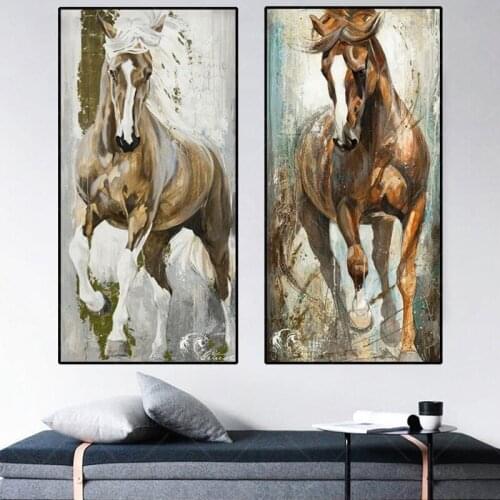 Nordic Running Horse Oil Painting On Canvas Art Prints Wall Art Animal Poster Pictures For Europe Classical Room Decoration
