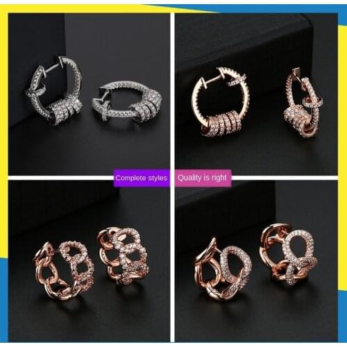 Copy 1:1 18K rose goldround multi-ring diamond earrings ins design womens brand jewelry with empty sense Exquisite Charms