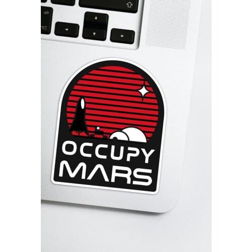 Occupy Mars V 2.0 Illustrated Sticker - Space Logo Vinyl Decal - Martian Lovers Aerospace Gift