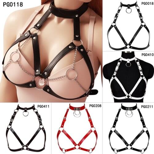 Leather Body Harness Cage Bra Lingerie Harness Belt Fetish For Garter Women Sexy Punk Goth O-ring Bondage Crop Top Festival Rave