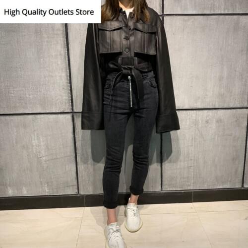 Leather jacket women real leather jacket geuine leather coat