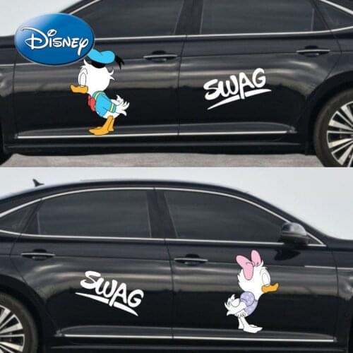Disney Personality Creative Door Sticker Cartoon Cute Donald Duck Car Scratch Block Pull Flower Decoration Car Sticker