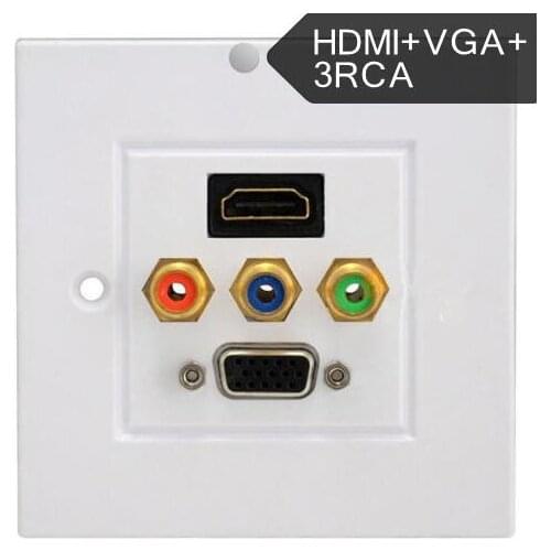 LBSC HDMI VGA 3RCA AV Wall Plate Composite Video Audio Adapter Jack Outlet HDTV 1080pABS