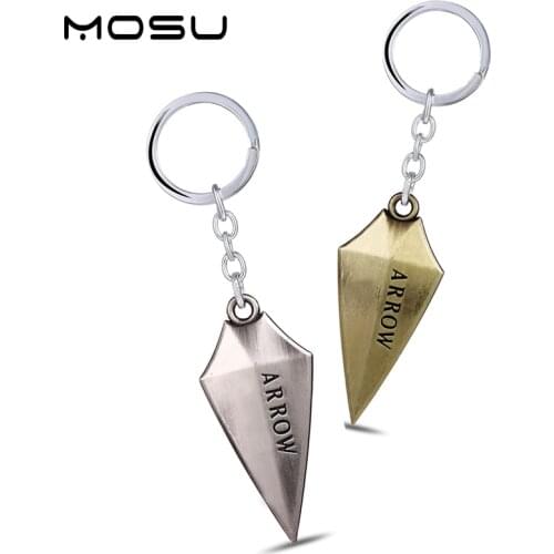 MOSU 12/pcs/lot Hot TV Arrow Alloy Keychain can dropshipping Dart Metal Key Rings For Gift Chaveiro