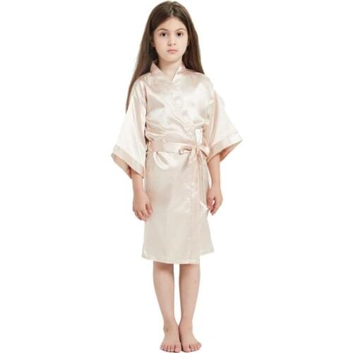 Toddler Solid Silk Robes Baby Girl Satin Kimono Robes Bathrobe Sleepwear Pajamas Girl Bathrobe Gifts for Kids Summer Clothes