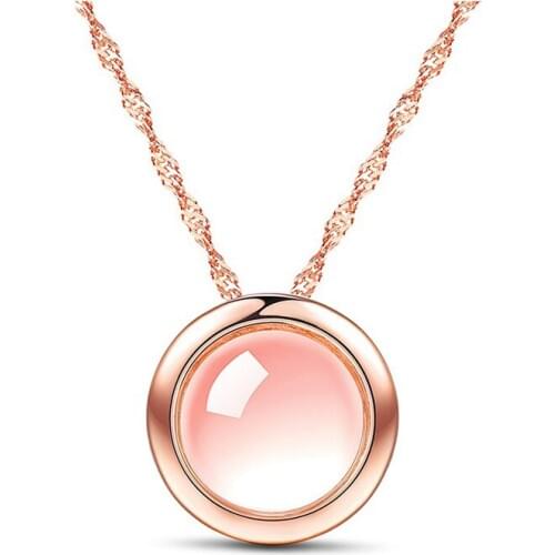 Ociki Drop Shipping Jewelry Rose Gold Color Cute Sweet Color Ross Quartz Pink Opal Necklace for Women Girls Students Choker