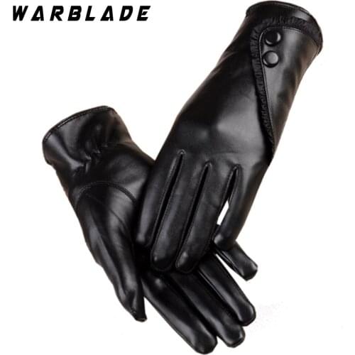 WarBLade Touch Screen PU Leather Gloves Women Winter Mittens Warm Gloves For Woman Guantes Mujer European Style Gants Femme