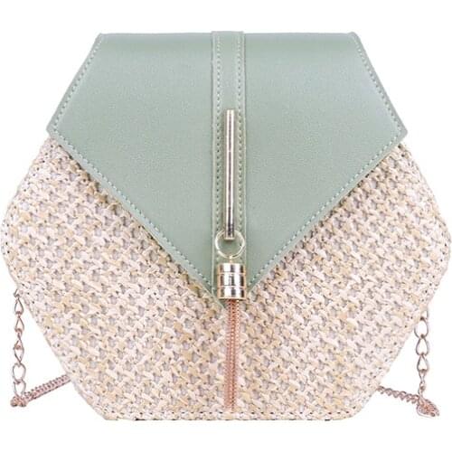 Woven Shoulder Bags Women Natural Woven Bags Fashion Straw Bags Women Hand Bag Crossbody Bag Beach Handmade Top Handle Handbags