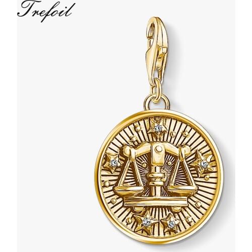 Zodiac Sign Libra Charms Pendant,2019 New Fashion Jewelry 925 Sterling Silver Bohemia Gift For Women Men Fit Bracelet Necklace