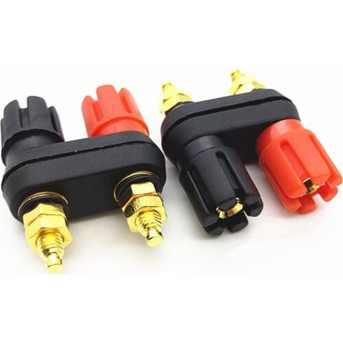 Gold Plated Plum Blossom Banana Plug Double Terminal Socket Red Black Audio Speaker Binding Post Terminals Connector
