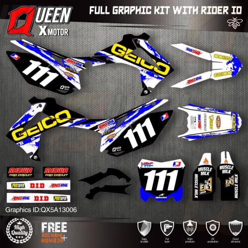 QUEEN X MOTOR Custom Team Graphics Backgrounds Decals Stickers Kit For HONDA 2014-2017 CRF250R 2013-2016 CRF450R 006
