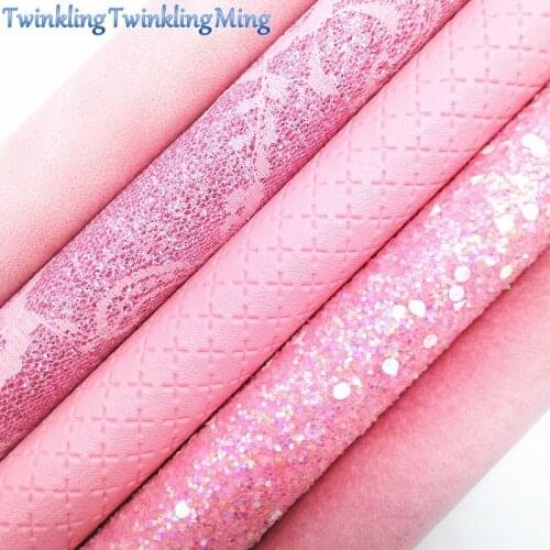 PINK Chunky Glitter Canvas Sheet, 8"x11" Glitter Sheets, Cross Faux Leather Sheet For Hair Bow & Earring Fabric XM076