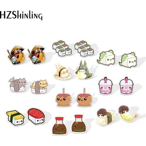 2019 New Japanese Food Acrylic Earring Sushi Takoyaki Octopus balls Resin Earrings Epoxy Earring