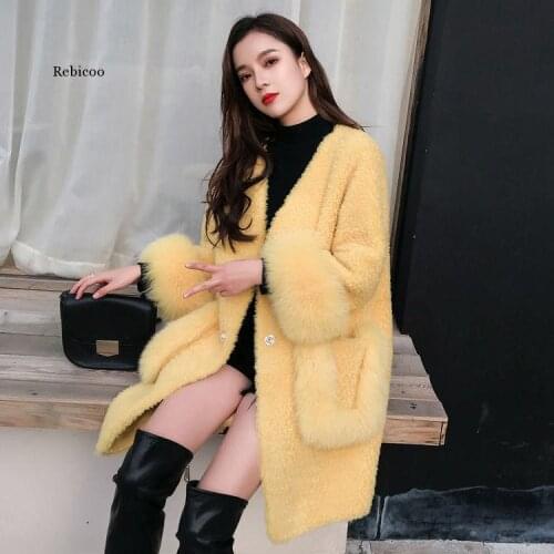 Women Warm Luxury Faux Mink Fur Trench Coat Imitation Fox Fur Jacket Cardigan Pockets Single-Breasted Fleece Furry Tops