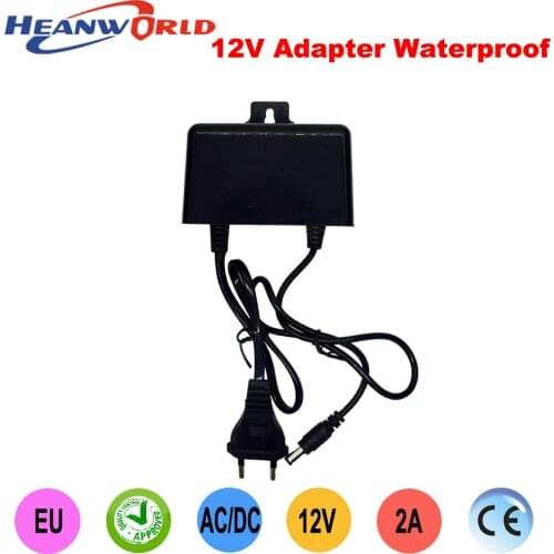 Heanworld Waterproof Outdoor EU 12V 2A AC/DC Power Supply Adapter for CCTV Security Camera