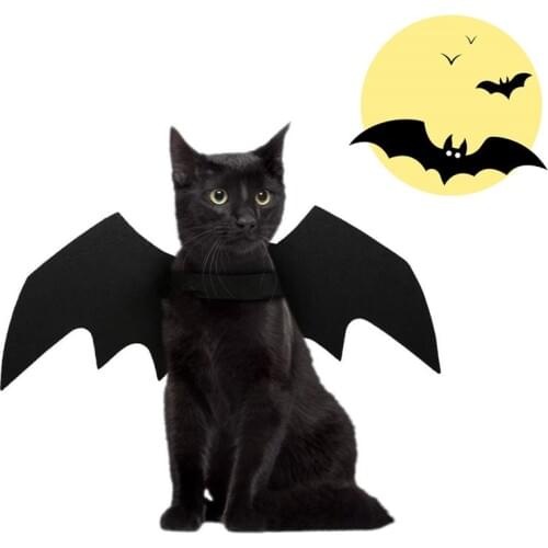 Funny Black Pet Cat Clothes Bat Wings Fancy Pet Custume Dress Outfit Small Dog Cat Costume Halloween Bat Harness Accessories