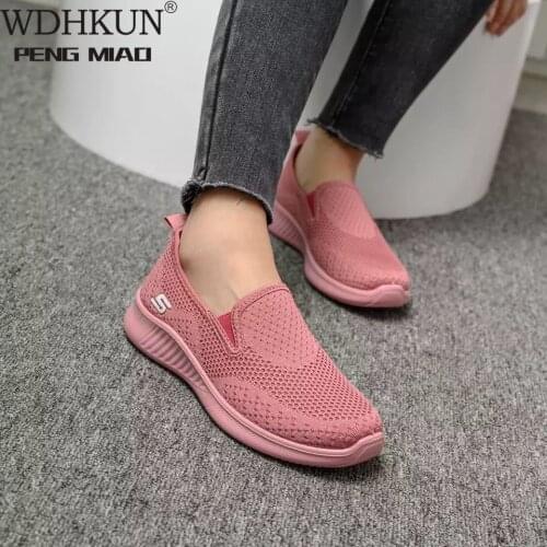 Soft Bottom Sneakers Women 2020 New Breather Mesh Women Casual Shoes Slip-on Pink Sneakers Tennis Shoes Woman Zapatos De Mujer