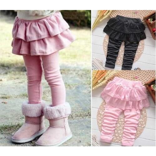 Winter kids baby girl skirt with legging pants trousers spring autumn thick little girls cake skirts culottes leggings ruffle