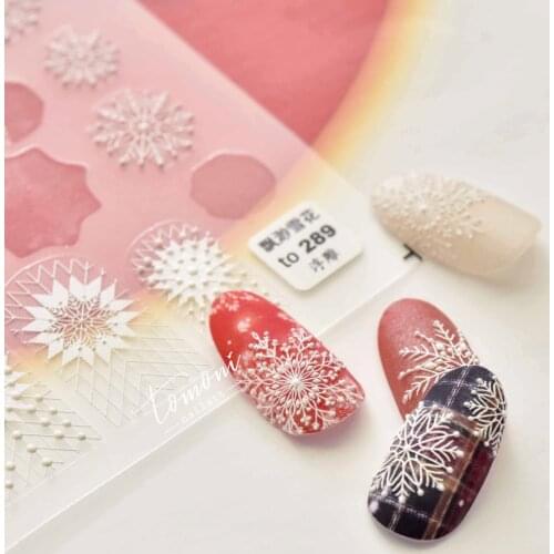 1pc New Winter 3D Snowflake Nail Water Slide Stickers Nail Art Christmas Slider Wraps Fireworks White Golden Cute Manicure Decal