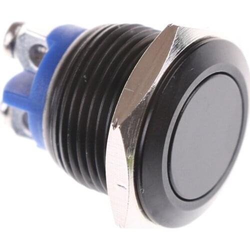 1pc 16mm Black Push Button Switches 1NO Self-Reset Press Waterproof Momentary Push Button Switch Stainless Steel Waterproof