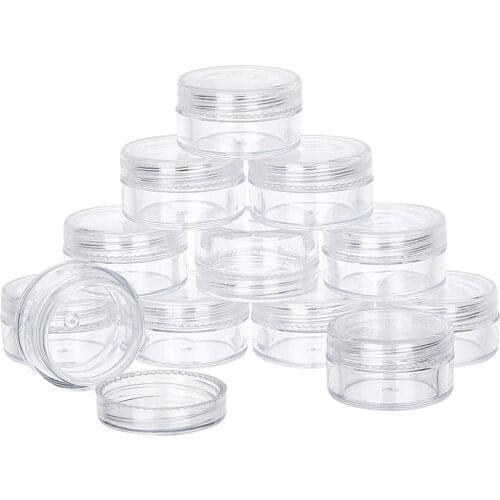 100pcs/lot 3g clear round bottle jars with lids hard plastic pot nail art storage for acrylic powder glitter powder F0001X
