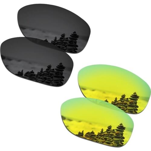 SmartVLT 2 Pairs Polarized Sunglasses Replacement Lenses for Oakley Shes Unstoppable Stealth Black and 24K Gold