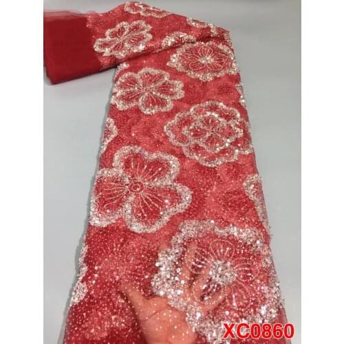 Promotion African Guipure French Tulle Lace Fabrics With Stones Embroidery Textile Lace Materials 5yards For Wedding Party Dress