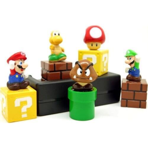 5PCS M L Mushroom Turtle 5CM Action Figure Toy Retail