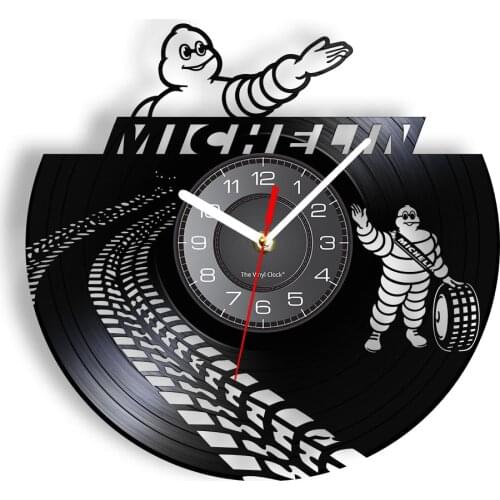 Car Wheel Brand Advertising Retro Wall Clock Car Tire Garage Vinyl Album Re-purposed Record Clock Mechanic Man Cave Silent Clock