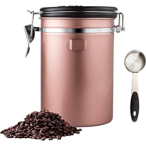 Large Stainless Steel Coffee Container Canister Airtight Coffee Jar With Measuring Spoon For Roasted Coffee Beans Tea Nuts
