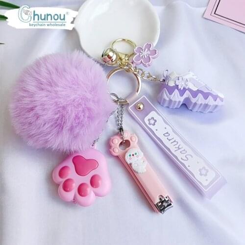 Personality Creative Plush Sneakers Pendant Keychain Fashion Lady Bags Mobile Phone Charm Key Chain Couple Gift Cute Keychain