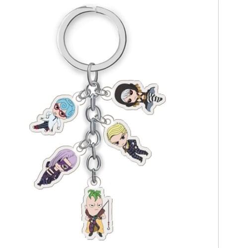 9 Styles Anime Jojos Bizarre Adventure Kujo Jotaro Keychain Acrylic Pendants Cute Cartoon Bag Key Chains Cosplay Jewelry Gift
