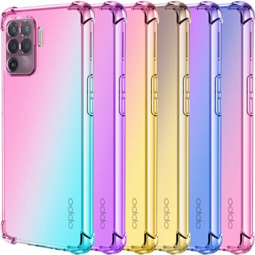 Case For Oppo F19 Pro Plus 5G F17 F15 F11 Pro Luxury Half Transparent Gradient Phone Case For Oppo Find X3 Neo X2 Pro X2 X3 Lite