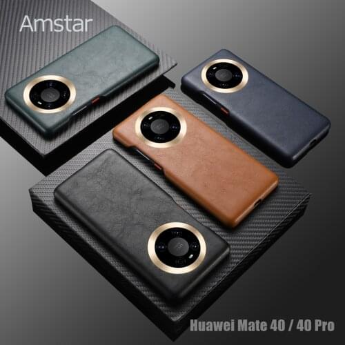 Amstar Luxurious Leather Phone Case for Huawei Mate 40 Pro Plus 30 Pro Metal Button Full Wrapped Cover for Huawei P40 P30 Pro