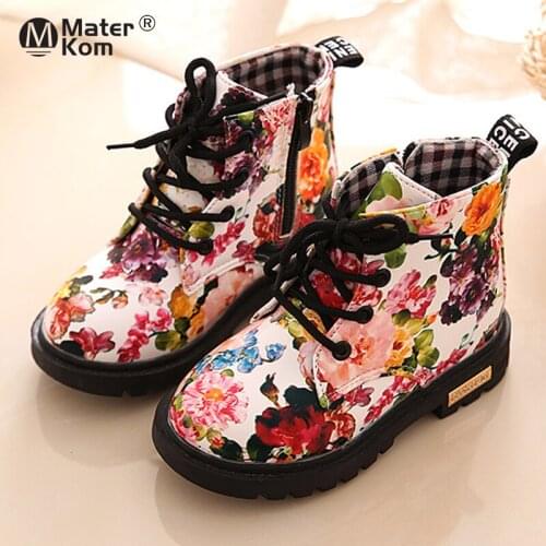 Size 21-30 Children Warm Plush Cotton Boots for Boys Girls Kids Printed Snow Martin Boots Baby Waterproof Non-slip Toddler Shoes