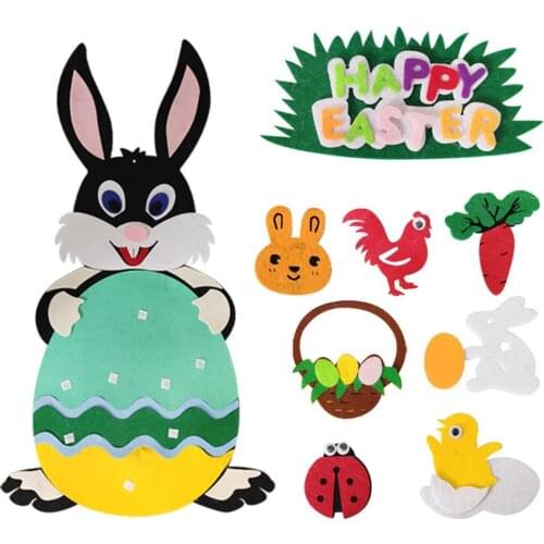 DIY Felt Easter Bunny Decoration Kids Toys For Children Kindergarten Crafts Rabbit Durable Educational Toys Decor Gifts For Kids