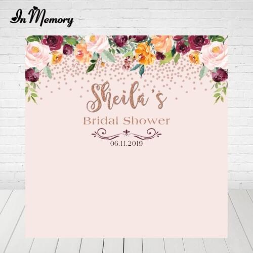 InMemory 10x10ft Custom Flowers Bridal Shower Backdrops Pink Wedding Party Photography Backgrounds Lady Birthday Party Photocall