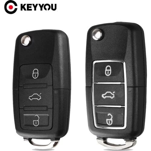 KEYYOU 10pcs Flip Remote Key Shell 3 Buttons For Volkswagen VW Polo Passat B5 Golf MK5 Beetle Replacement Car Blank Key Cove
